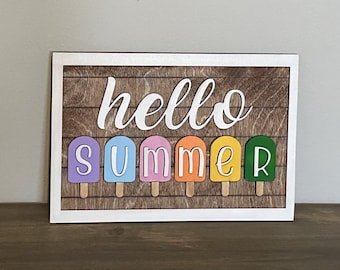 Popsicle Summer Sign: Colorful Engraved Wood Decor