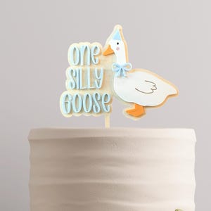 One Silly Goose Birthday Cake Topper - Custom Acrylic Wood First Birthday Decor