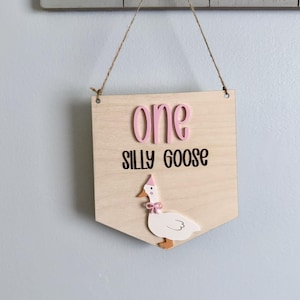 One Silly Goose Custom 1st Birthday Highchair Banner  - Birthday Decorations