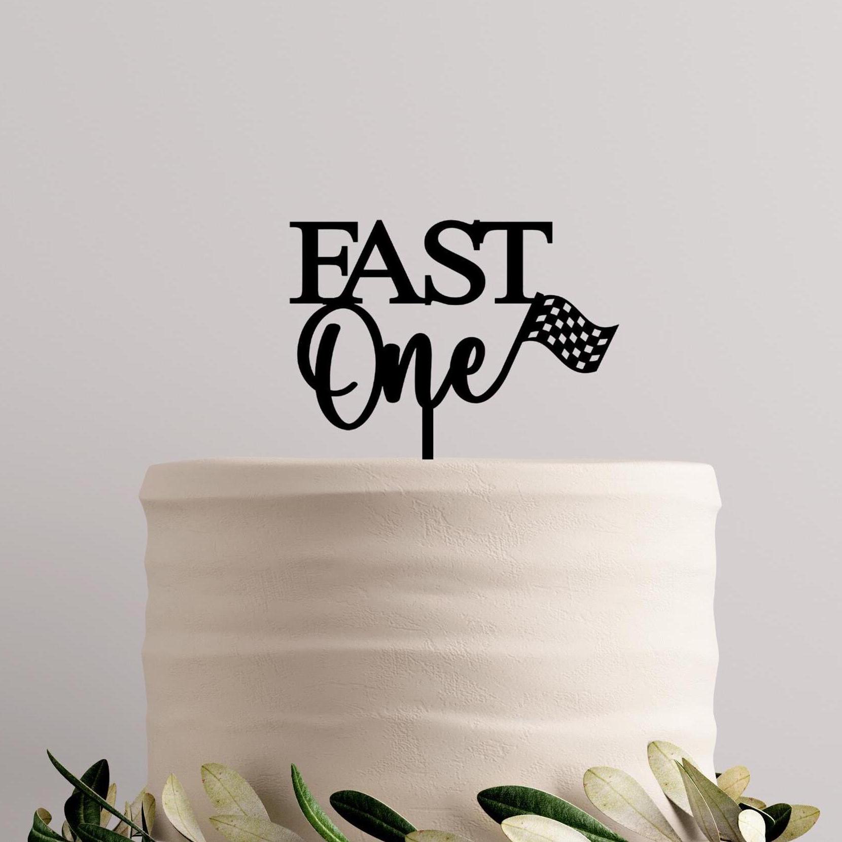 Fast One First Birthday Cake Topper - Racing Theme Birthday Party - 1st Birthday Party Decorations - Acrylic Cake Topper