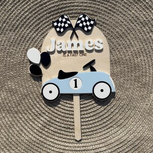 Best Shower Squeegee Fast One Glitter Race Car Cake Topper - Blue Racing Car With Checkered Flag For 1st Birthday Black Shower Squeegee-169110