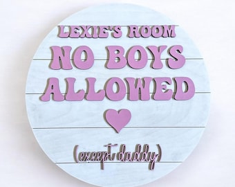 Personalized Girls Only Door Sign - Handmade No Boys Allowed Plaque - Rustic Nursery Decor