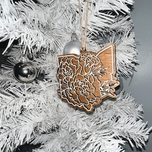 Handmade Ohio Floral Ornament - Rustic 4 Inch Keepsake- Christmas Decor