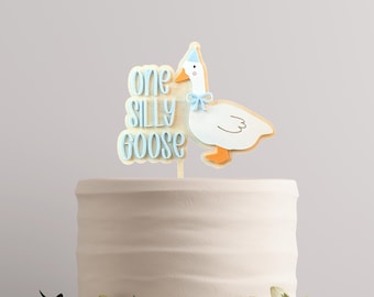 One Silly Goose Cake Topper - Custom Acrylic Wood First Birthday Decor