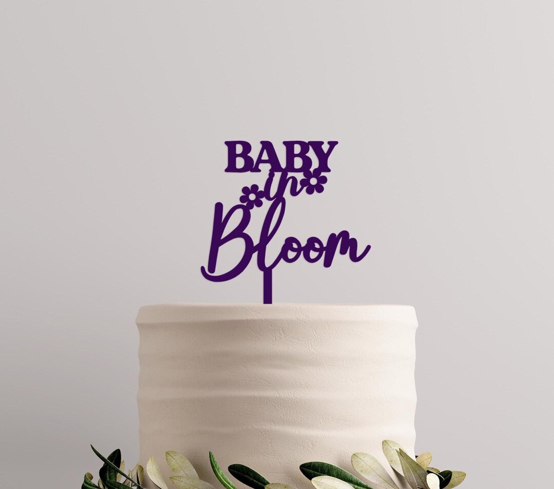 Baby In Bloom Cake Topper, Baby Shower Cake Decor, Oh Baby, Spring Gender Reveal Pregnancy Announcement Party Decorations, Rose Gold Glitter