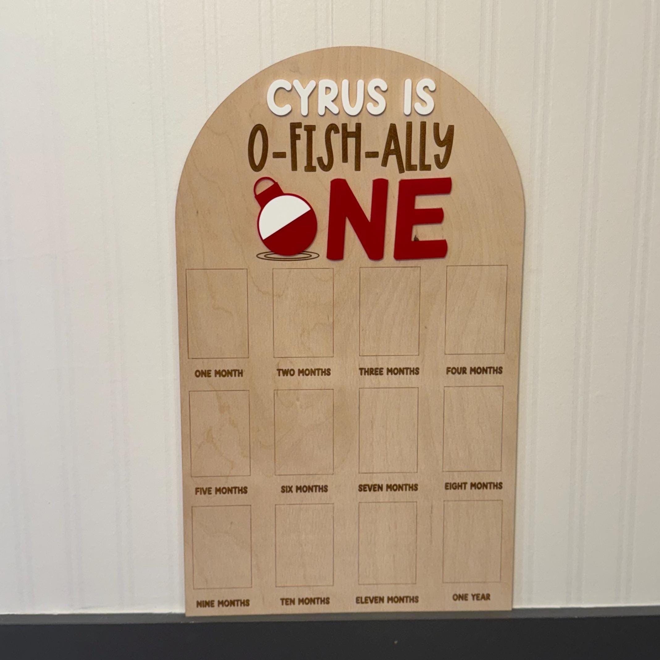O-Fish-Ally One Fishing 1st Birthday Photo Board Display - Acrylic Engraved Party Decor