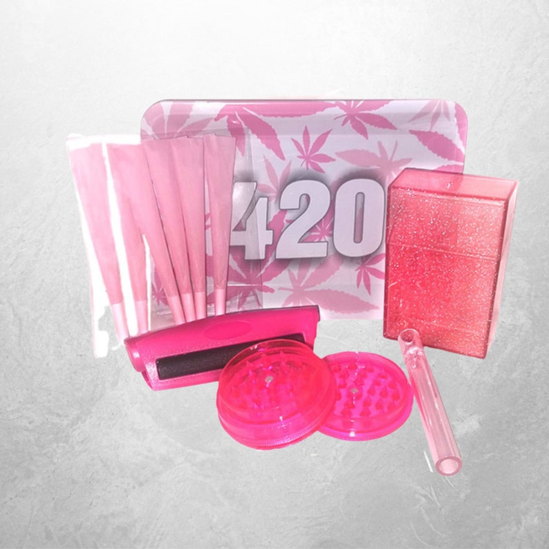 420 Rolling Tray Set/kit Stoner Girl Pink Tray Stoner Green Tray