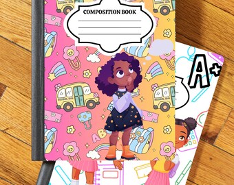 Samenstelling boekomslag | Afdrukbaar schoolontwerp | 7,5 x 9,75 inch notebookhoes | Digitale download
