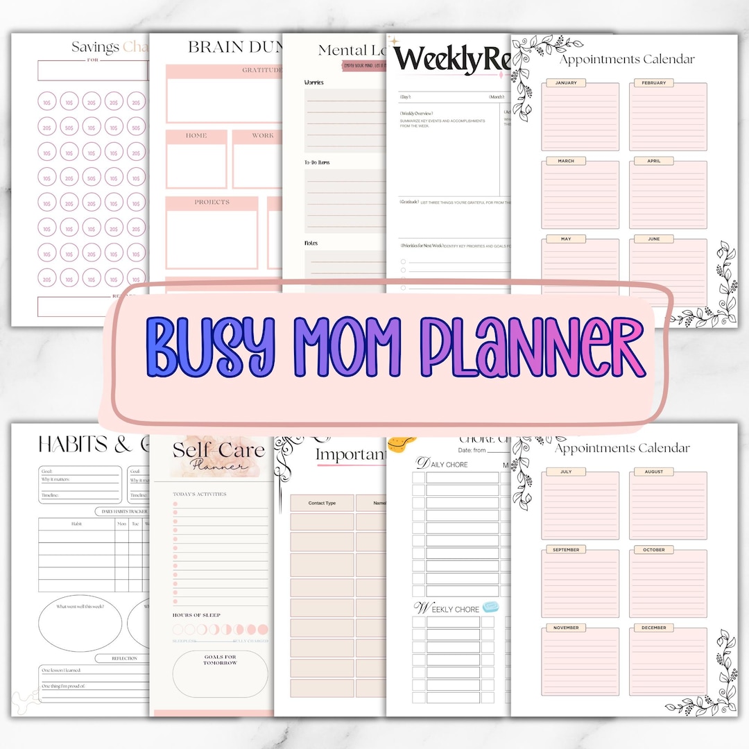 Mom Busy Planner | 22-page Printable Planner for Busy Moms | Editable ...