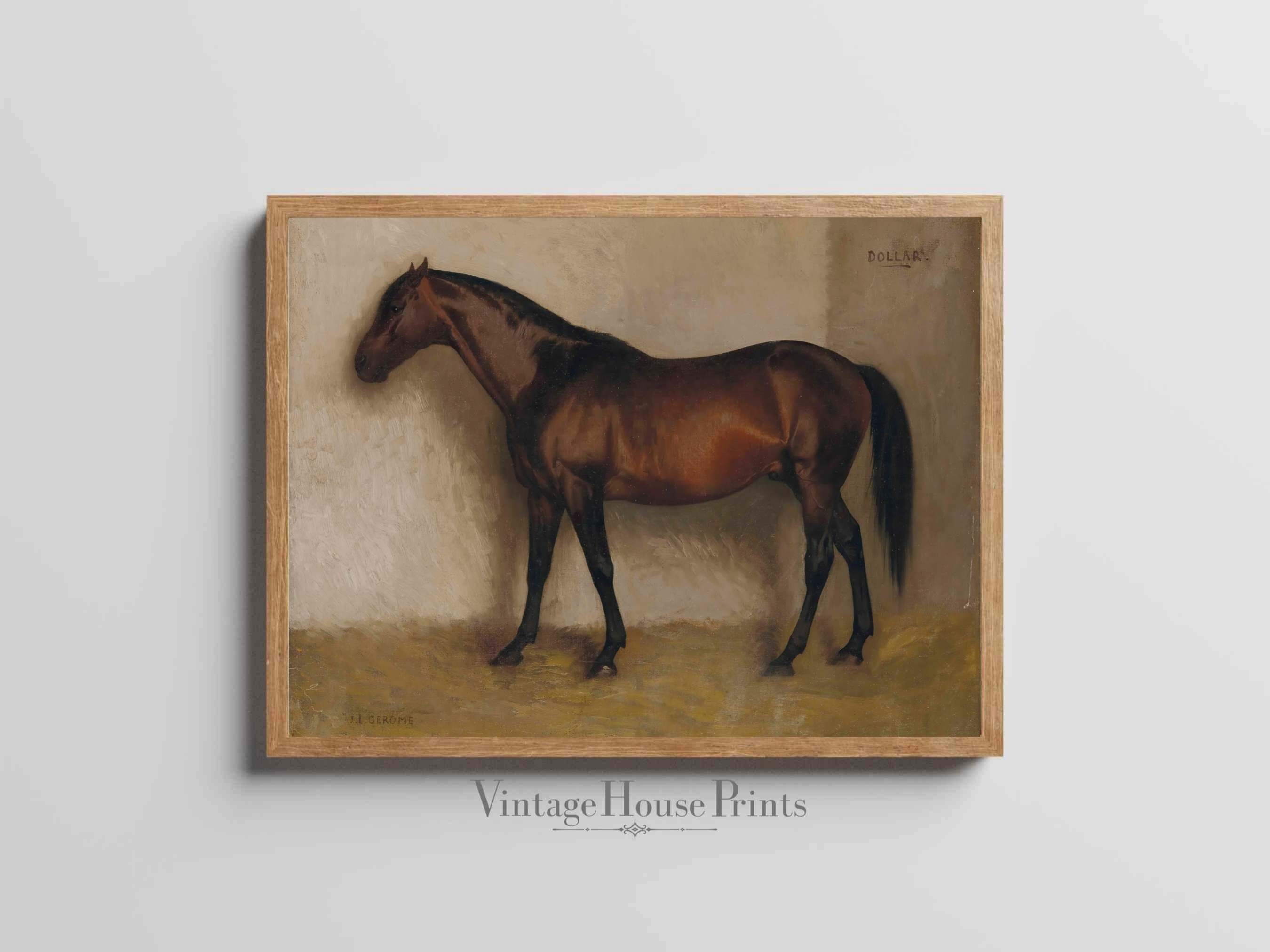 Vintage Horse Painting, Wall Art, Kitchen Home Decor, Digital Download, c 1800's Painting, Digital Print, Western, Country Farmhouse