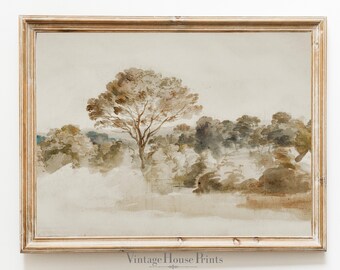 Rustic Vintage landscape Painting Digital Download, Landscape, Wall Art, Home Decor, Farmhouse,1800's