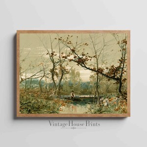 Autumn Vintage Art, Wall Art, Home Decor, Digital Download,1800&#39;s Painting, Digital Print, Fall Wall Art, Country Cottage
