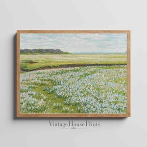 Vintage Spring Landscape Painting, Wall Art, Home Decor, Digital Download,1800&#39;s Painting, Digital Print, Flowers, Country Farmhouse