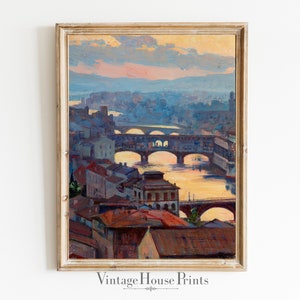ヴィンテージイタリア都市景観画、ウォールアート、デジタルダウンロード、ホームデコレーション、ヴィンテージアート