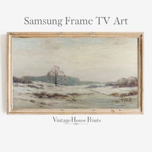 Samsung Frame TV Art / Vintage Schilderij / DIGITAL Download / Winter landschap Samsung TV Art, Winter Bomen