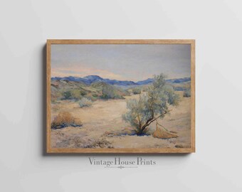 Pintura al óleo del paisaje del desierto, arte de la pared, decoración del hogar, descarga digital, pintura del siglo XIX, impresión digital