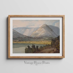 Vintage Painting, Mountains, 1800&#39;s, Wall Art, Home Decor, Digital Download, 1700&#39;s