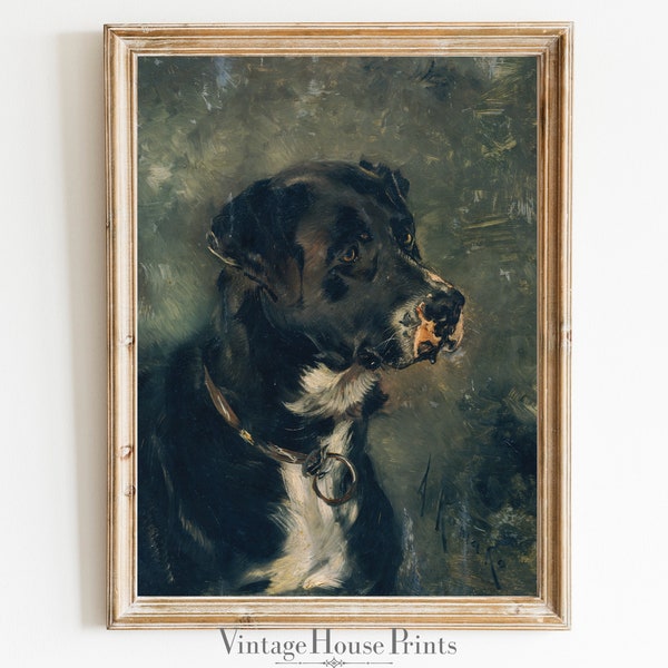 Old Dog Vintage Oil Painting, Wall Art, Home Decor, Digital Download, Modern Farmhouse, 1800's Painting, Digital Print