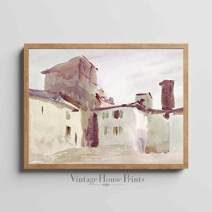 Vintage Cityscape Painting, Digital Download, Landscape, Wall Art, Home Decor, Farmhouse,1800&#39;s