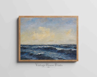 Peaceful Ocean Painting, Vintage Seascape, Instant Download, PRINTABLE, 1800s, Farmhouse, Wall Art, Wall Decor, Home, Coastal