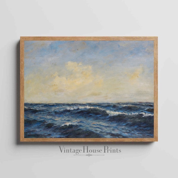 Peaceful Ocean Painting, Vintage Seascape, Instant Download, PRINTABLE, 1800s, Farmhouse, Wall Art, Wall Decor, Home, Coastal