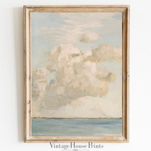 Seascape, Clouds, Vintage Oil Painting, Farmhouse Décor, Home Décor, Digital Print, Instant Download. Ocean Painting, Cloud Painting