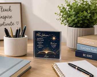 Personalized Teacher Gift, Custom Acrylic Block, End of Year Teacher Appreciation Gift, Teacher Keepsake from Student