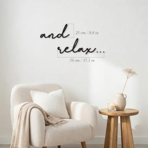 And Relax Wooden Script Sign Hallway Bathroom Home Door Wall Decor Black Sticker