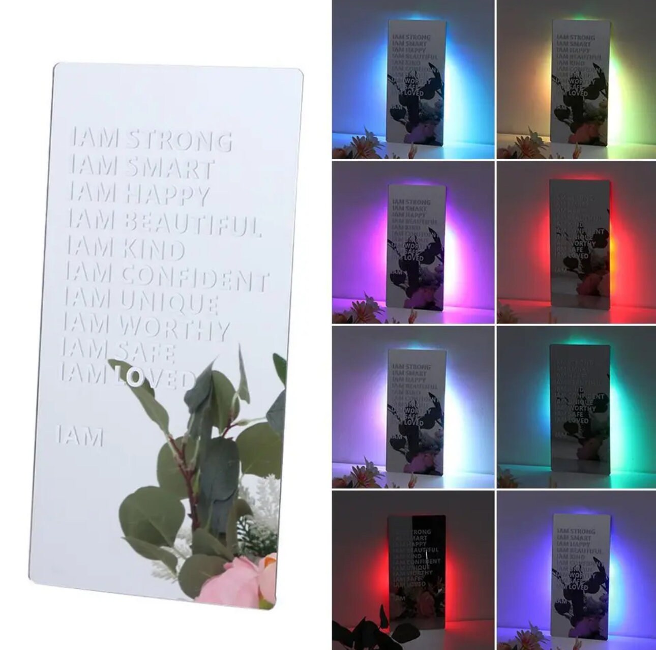 Personalised Mirror Night Light CABLE POWERED Mirrors Affirmations Mirror Wall Decor Mirrors Excellent Christmas Gift