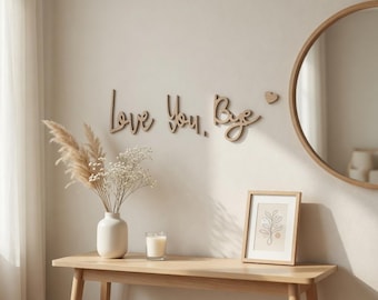 Enseigne en bois « Love You, Bye », décoration de couloir