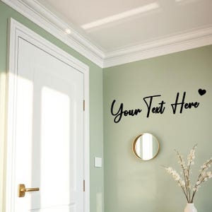 May include: A white door with a gold handle is on the left. The wall is painted a light green colour. The words "Your Text Here" are written in black script on the wall, with a black heart symbol.