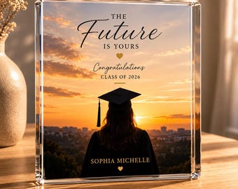 Bloque acrílico personalizado para regalo de graduación, recuerdo de la promoción de 2026, regalo personalizado para graduados, placa de graduación para estudiantes de último año, decoración para graduación universitaria.