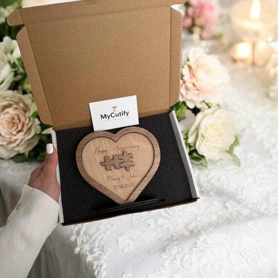 liebe 5th記念セット Personalized 5th Anniversary Wood Puzzle Gift: Heart Keepsake - Etsy