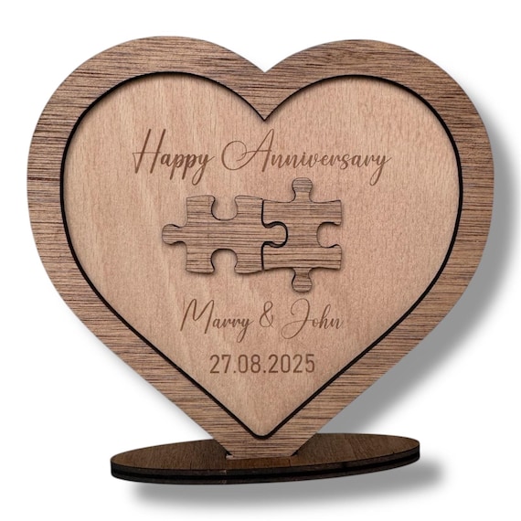 liebe 5th記念セット Personalized 5th Anniversary Wood Puzzle Gift: Heart Keepsake - Etsy