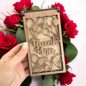 Carteira de dinheiro de madeira personalizada para presente para professor – Cartão com nome personalizado ou dinheiro, exibição de lembrança de agradecimento exclusiva, presente de fim de período