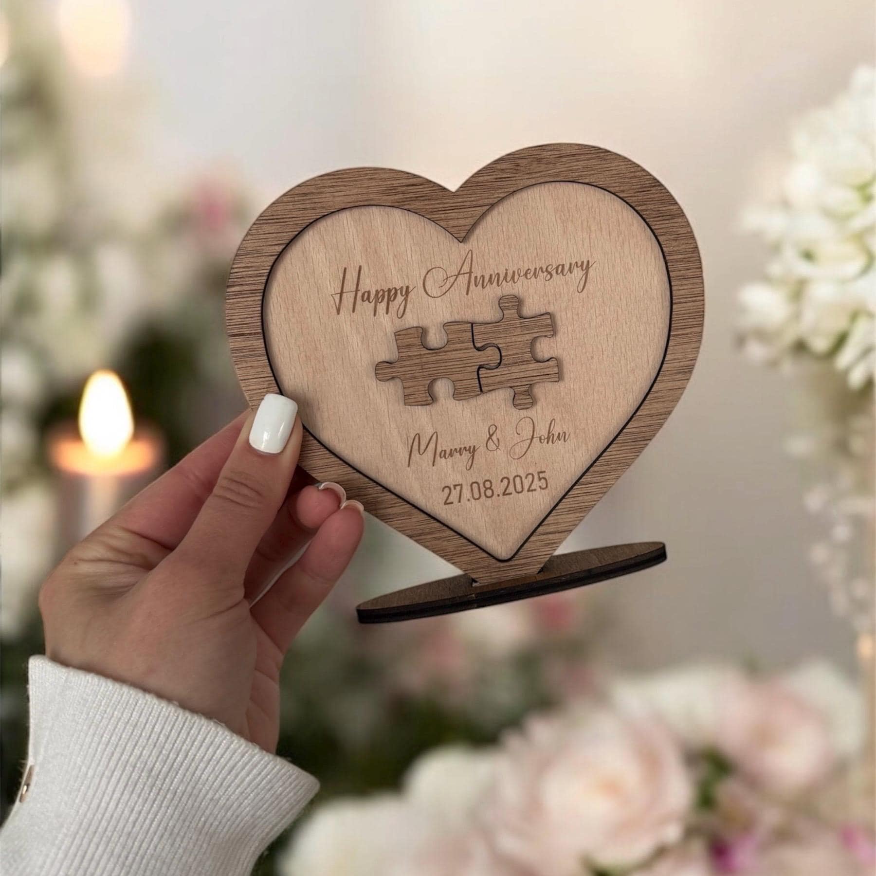 liebe 5th記念セット Personalized 5th Anniversary Wood Puzzle Gift: Heart Keepsake - Etsy