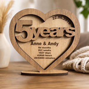 Personalized 5th Anniversary Wood Puzzle Gift: Heart Keepsake - Etsy