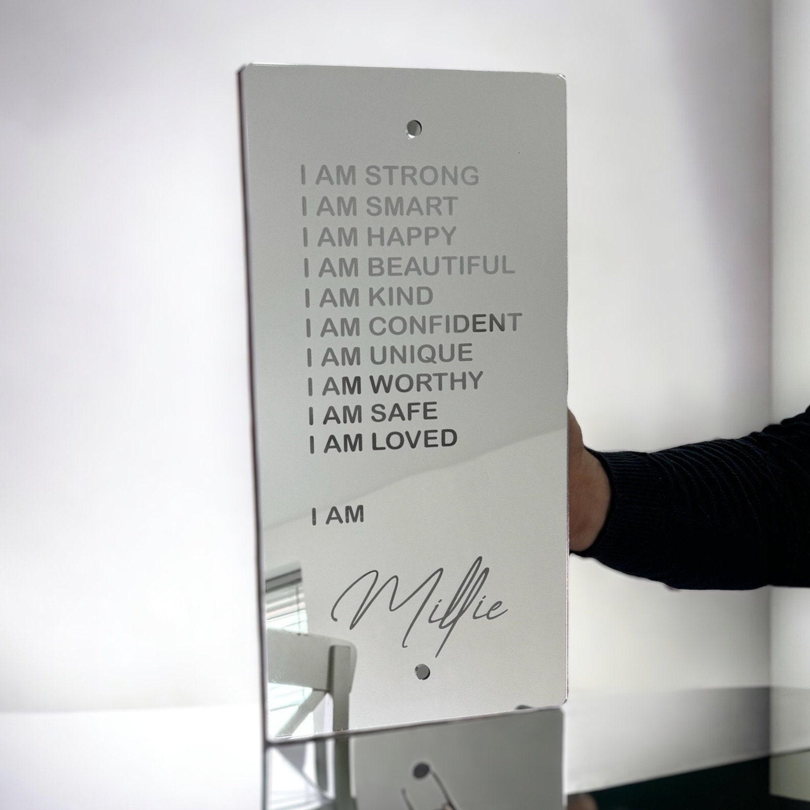 Personalised Mirror Night Light CABLE POWERED Mirrors Affirmations Mirror Wall Decor Mirrors Excellent Christmas Gift