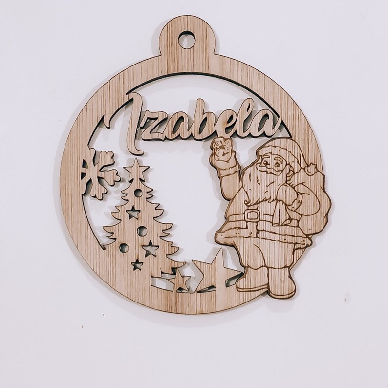 Personalized Wood Christmas Ornament, Laser Cut Bauble, Custom Name - Etsy