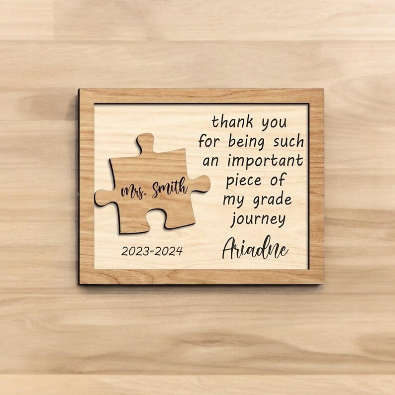 Personalized Teacher Thank You Gift - Wooden Jigsaw Plaque - Etsy