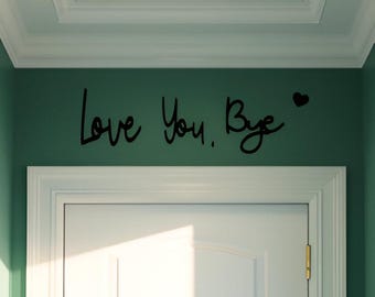 Plaque murale en bois Love You Bye : décoration de porte de couloir noire