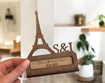 Regalo de aniversario de madera personalizado, recuerdo de la Torre Eiffel de París