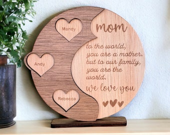 Personalised Mother’s Day Gift • Wooden Plaque with Children’s Names • Custom Mum Keepsake UK