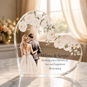 Personalized Wedding Acrylic Heart – Bride & Groom Keepsake