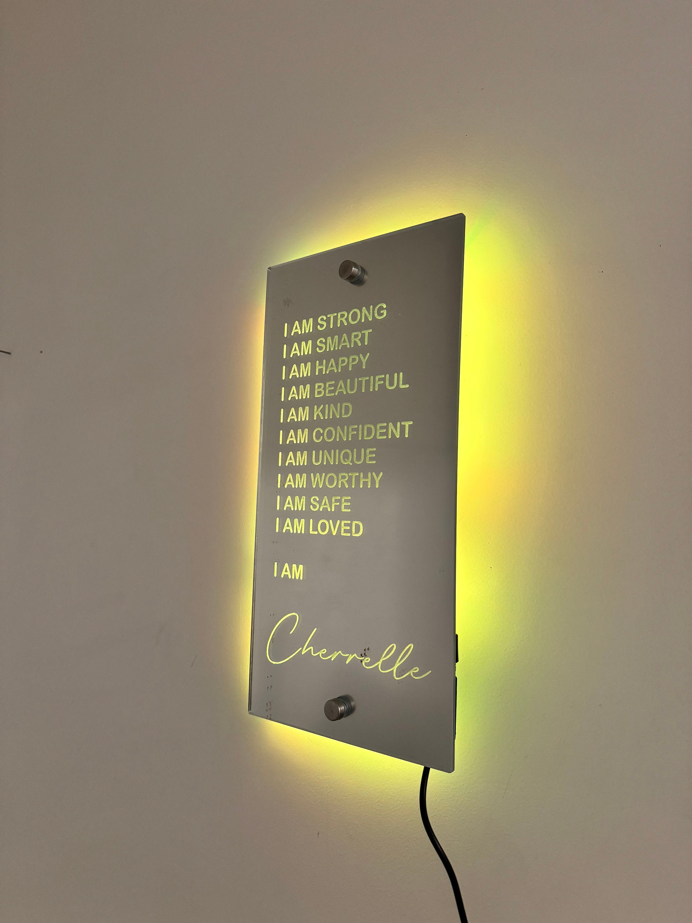 Personalised Mirror Night Light CABLE POWERED Mirrors Affirmations Mirror Wall Decor Mirrors Excellent Christmas Gift