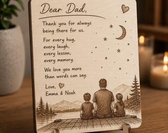 Regalo personalizado para papá de parte de sus hijos / Placa de madera para papá / Regalo del Día del Padre / Recuerdo familiar personalizado / Regalo para él