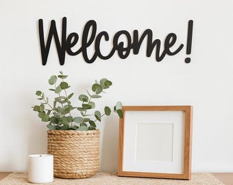 Letrero de bienvenida para pared/Decoración de madera para puertas y paredes/Reverso autoadhesivo 3M/Decoración para entradas, pasillos y porches