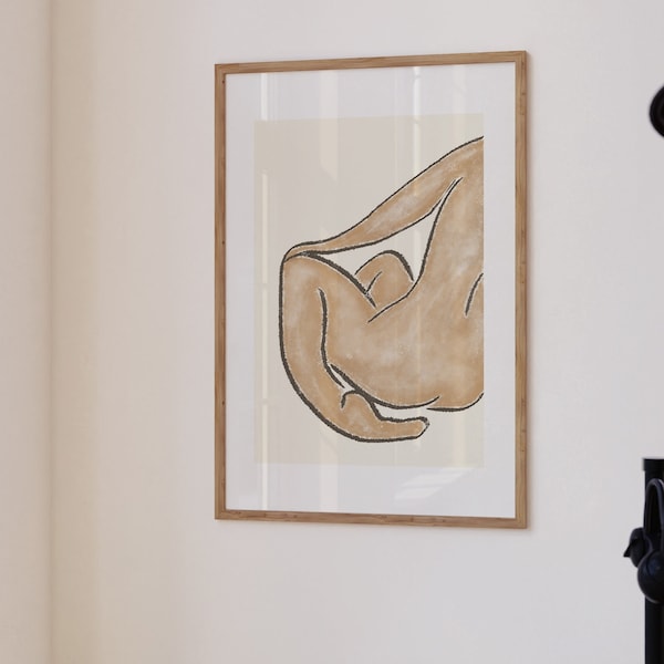 Henri Matisse Print, Matisse Abstract Wall Art, Nude Female Print, Neutral Beige Matisse Art Print, Female Body Wall Art