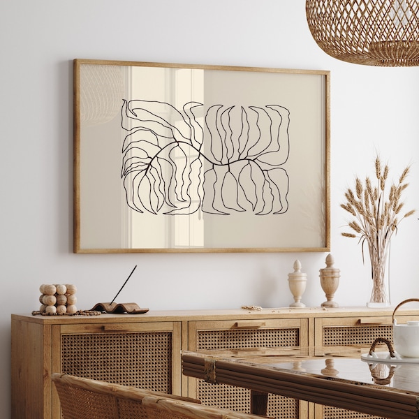 Henri Matisse Abstract Printable Wall Art, Matisse Botanical Vintage Exhibition Print, Line Drawing, Minimal Art Digital Download