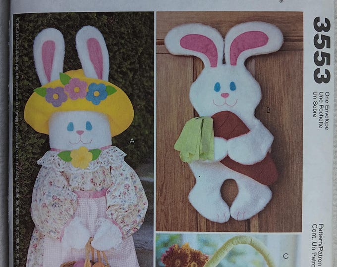 Uncut 3553 Mccalls Sewing Pattern for Bunny Greeter Wall Hanging and ...
